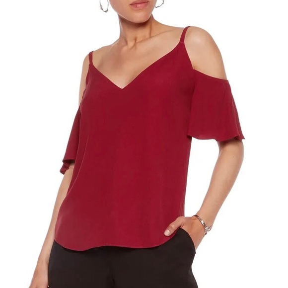 A.L.C. Tops - NWT A.L.C. Olivia Cold Shoulder Crepe Burgundy Top